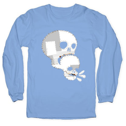 Stitched Skull Eating Another Skull  Longsleeve Tee