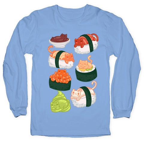 Sushi Cats Pattern Longsleeve Tee