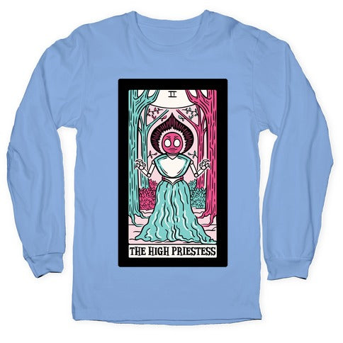 The High Priestess Flatwoods Monster Tarot Card Parody White Print Longsleeve Tee