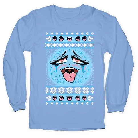 Ugly Ahegao Christmas Sweater Longsleeve Tee