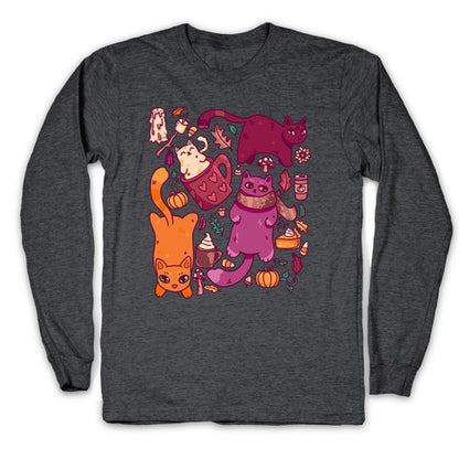 Fall Cats Pattern Longsleeve Tee