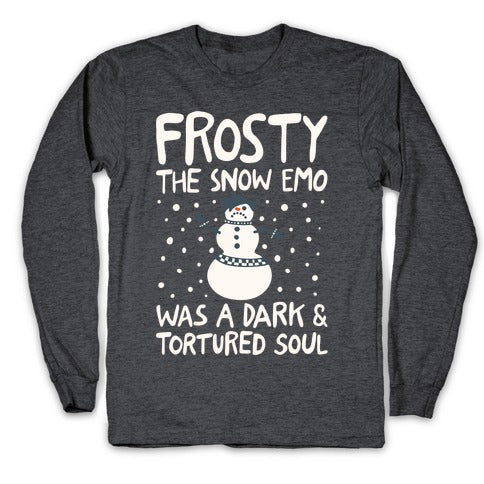 Frosty The Snow Emo Parody White Print Longsleeve Tee
