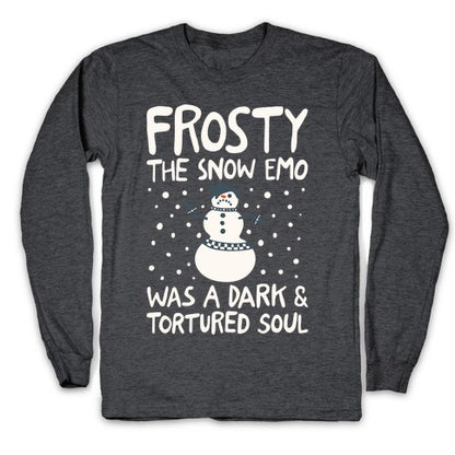 Frosty The Snow Emo Parody White Print Longsleeve Tee