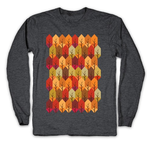 Geometric Fall Leaf Pattern Longsleeve Tee