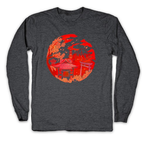 Japan's Mount Fuji and Shinto Shrines Inside the Rising Sun Longsleeve Tee