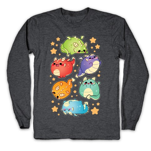 Kawaii Dragons Pattern Longsleeve Tee