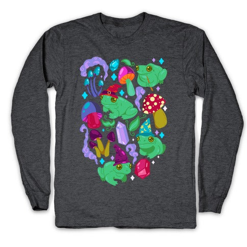 Magical Mushroom Frogs Pattern Longsleeve Tee