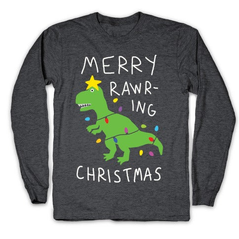 Merry Rawring Christmas Dinosaur Longsleeve Tee