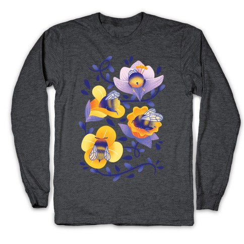 Sleepy Bumble Bee Butts Floral Longsleeve Tee