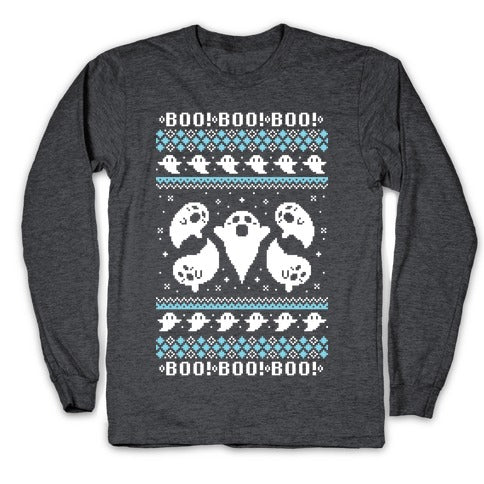 Spooky Ghosts Ugly Sweater Longsleeve Tee