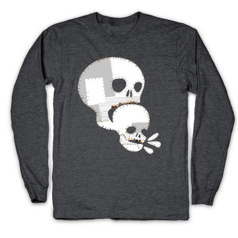 Stitched Skull Eating Another Skull  Longsleeve Tee