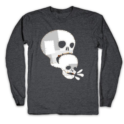 Stitched Skull Eating Another Skull  Longsleeve Tee