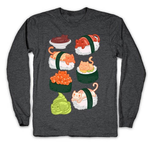 Sushi Cats Pattern Longsleeve Tee