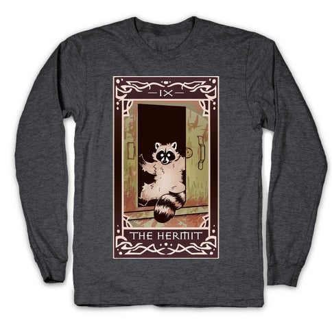 The Hermit Raccoon Tarot Card Longsleeve Tee