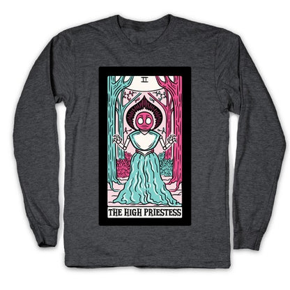 The High Priestess Flatwoods Monster Tarot Card Parody White Print Longsleeve Tee