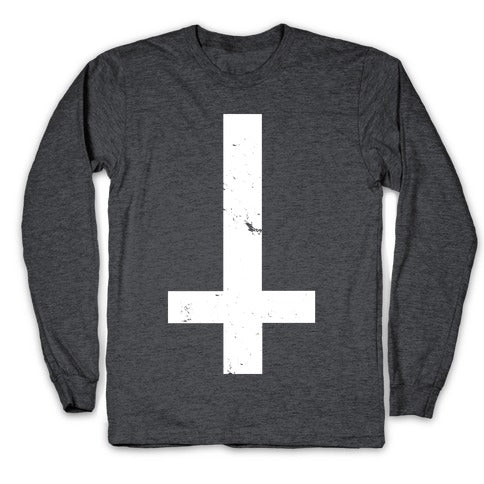 Upside Down Cross Longsleeve Tee | LookHUMAN Upside Down Cross Longsleeve Tee | LookHUMAN