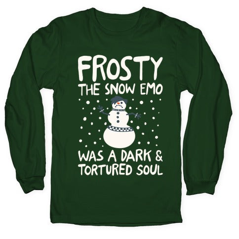 Frosty The Snow Emo Parody White Print Longsleeve Tee