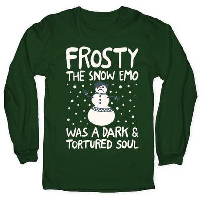 Frosty The Snow Emo Parody White Print Longsleeve Tee