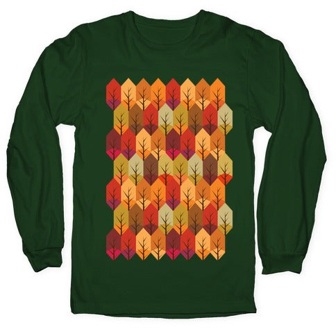 Geometric Fall Leaf Pattern Longsleeve Tee