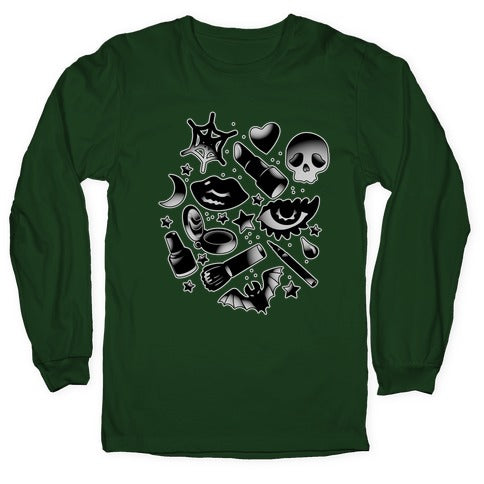 Goth Makeup Pattern Longsleeve Tee