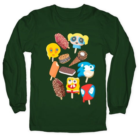 Ice Cream Truck Treats Pattern Longsleeve Tee