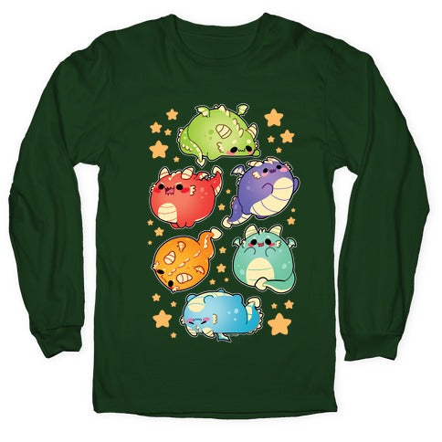 Kawaii Dragons Pattern Longsleeve Tee