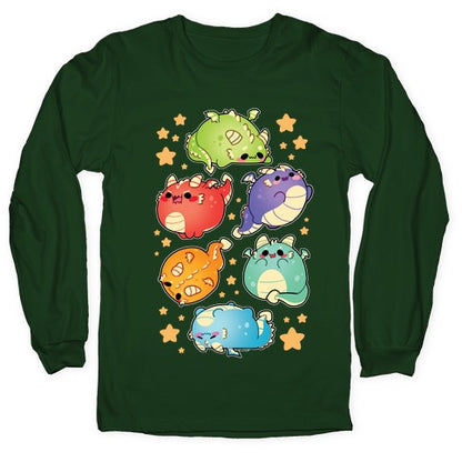 Kawaii Dragons Pattern Longsleeve Tee