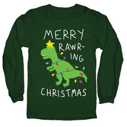 Merry Rawring Christmas Dinosaur Longsleeve Tee