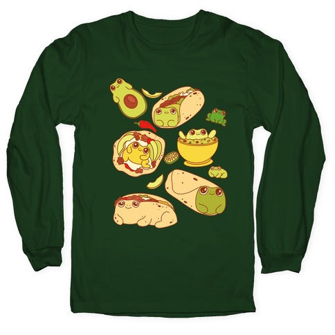 Mexican Food Frogs Pattern Longsleeve Tee