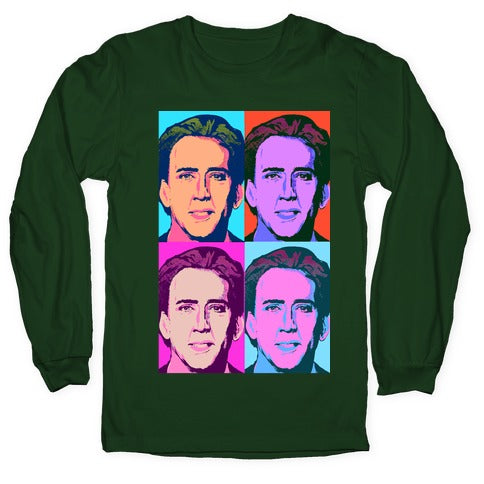 Nicholas Cage Pop Art Parody Longsleeve Tee