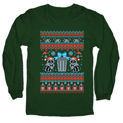 Raccoon Ugly Christmas Sweater Longsleeve Tee