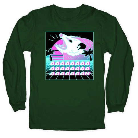 Screaming Retrowave Possum Longsleeve Tee