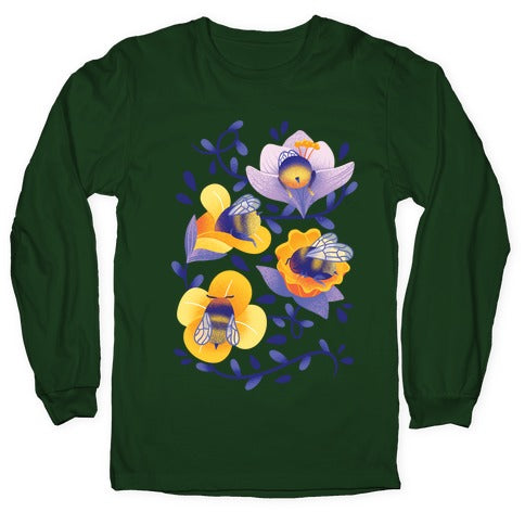 Sleepy Bumble Bee Butts Floral Longsleeve Tee