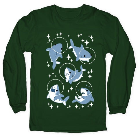 Space Shark Pattern Longsleeve Tee