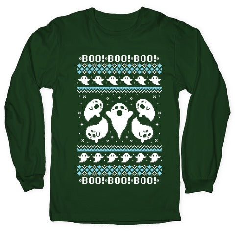 Spooky Ghosts Ugly Sweater Longsleeve Tee