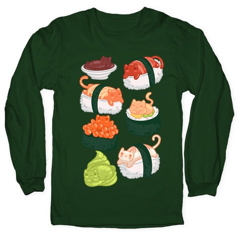 Sushi Cats Pattern Longsleeve Tee