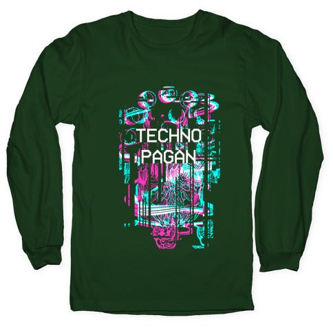 Techno Pagan Glitch Art Longsleeve Tee