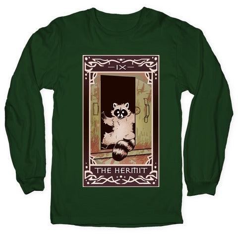 The Hermit Raccoon Tarot Card Longsleeve Tee