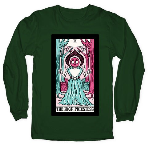 The High Priestess Flatwoods Monster Tarot Card Parody White Print Longsleeve Tee