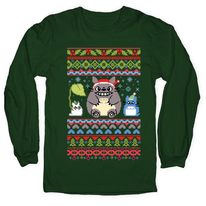 Totoro Ugly Christmas Sweater Longsleeve Tee