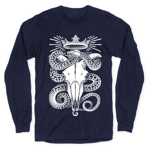 Crowned Serpent Goat Skull Longsleeve Tee