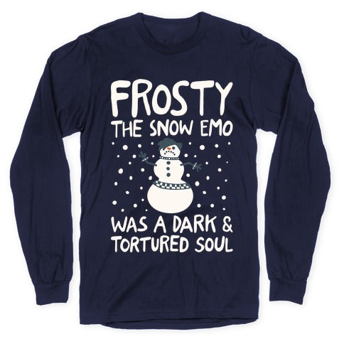 Frosty The Snow Emo Parody White Print Longsleeve Tee