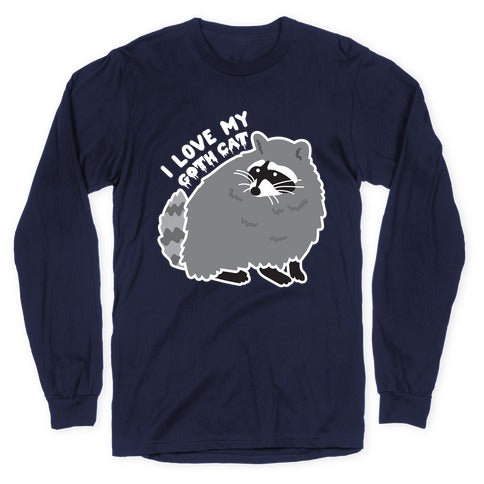 I Love My Goth Cat Raccoon Longsleeve Tee