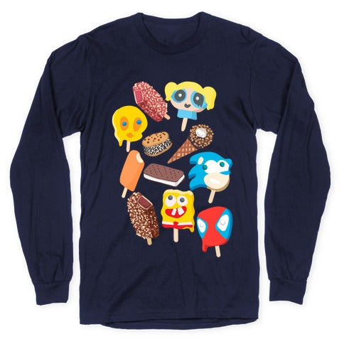 Ice Cream Truck Treats Pattern Longsleeve Tee