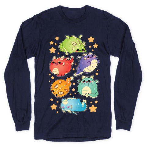 Kawaii Dragons Pattern Longsleeve Tee