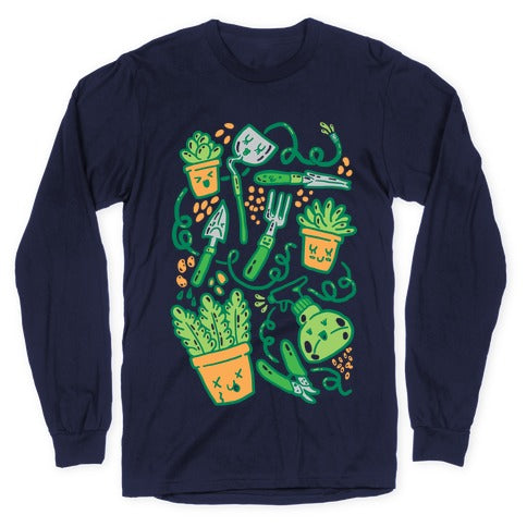 Kawaii Plants and Gardening Tools Longsleeve Tee