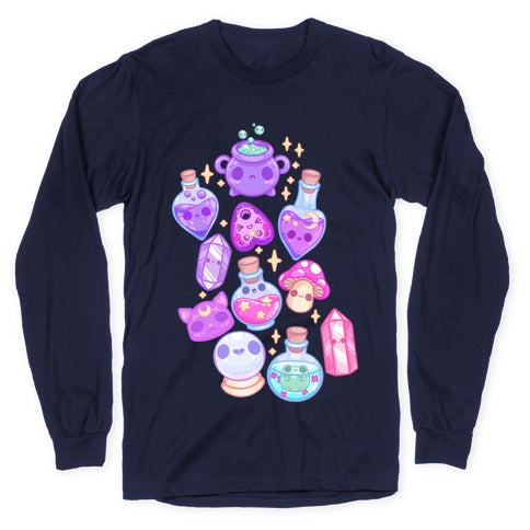 Kawaii Witchy Pattern Longsleeve Tee