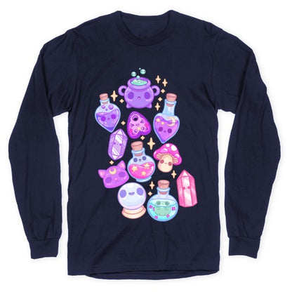 Kawaii Witchy Pattern Longsleeve Tee