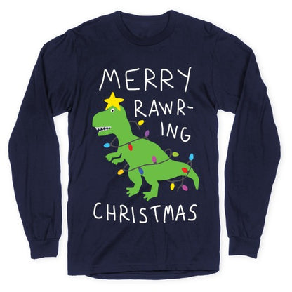 Merry Rawring Christmas Dinosaur Longsleeve Tee