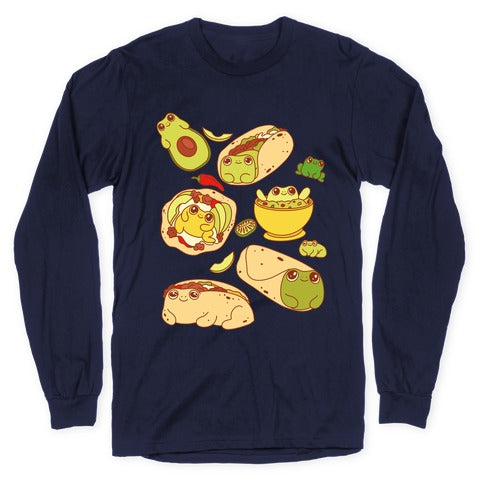 Mexican Food Frogs Pattern Longsleeve Tee